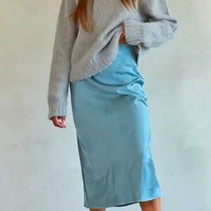 NWT Satin Sky Blue Skirt